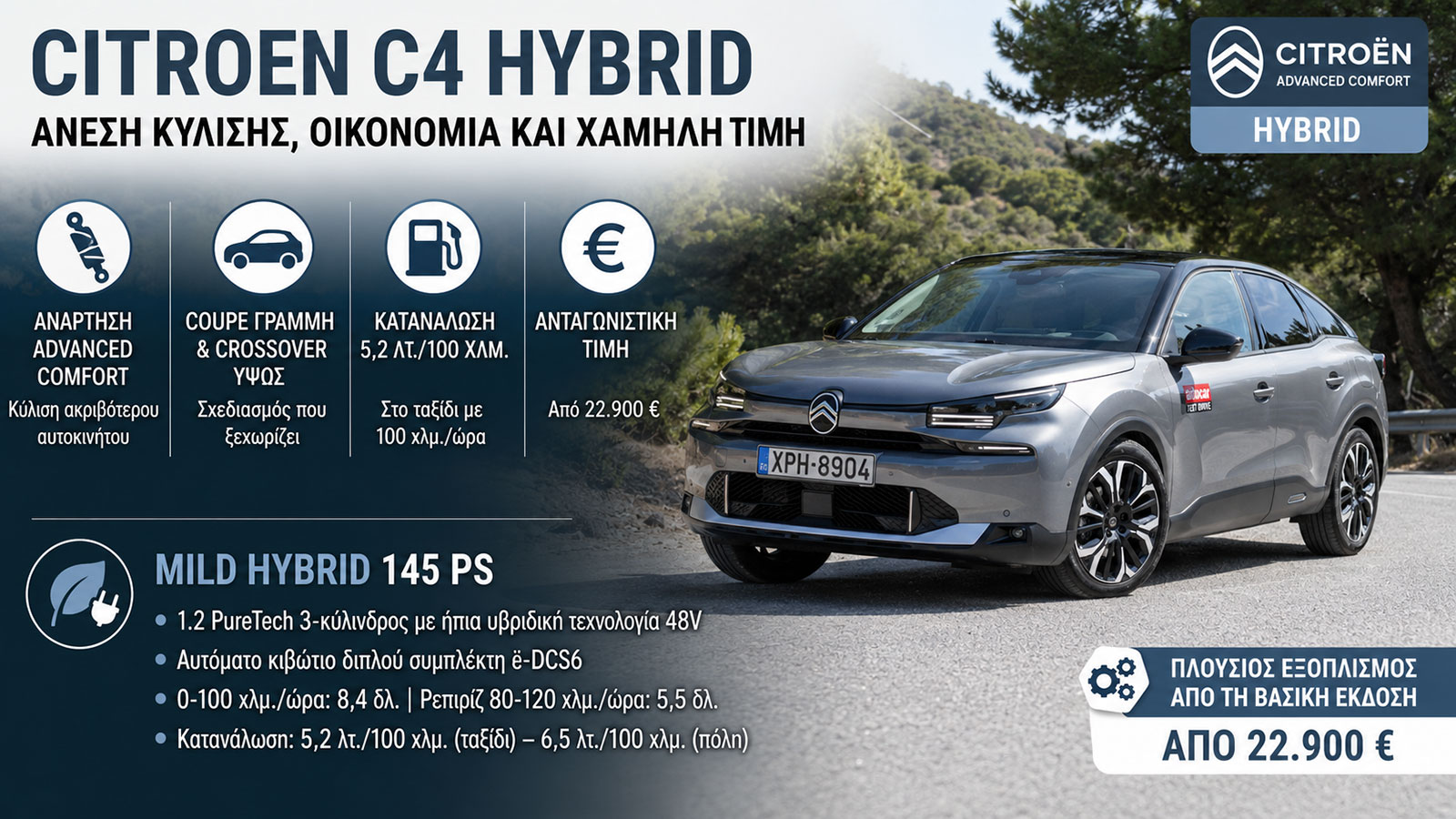 Citroen C4 Hybrid: Άνετη κύλιση, οικονομία και χαμηλή τιμή 